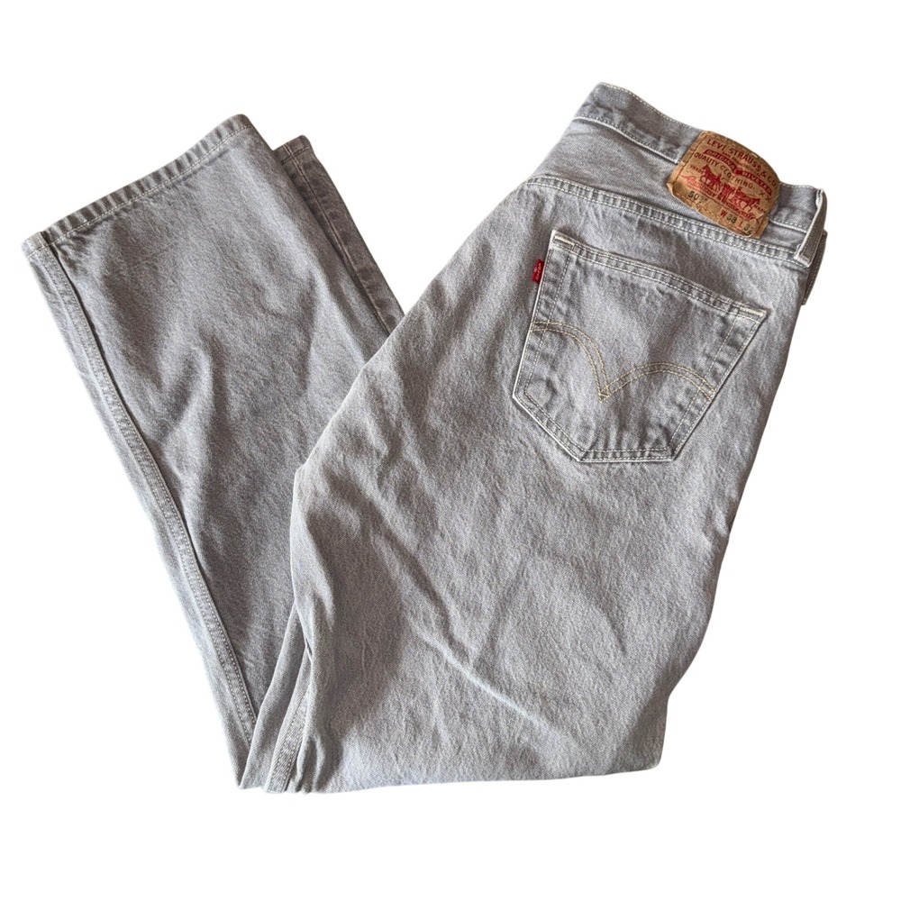Levi's 501 Original Fit Jeans 38x32 Grey Straight Leg Button Fly Denim Pants